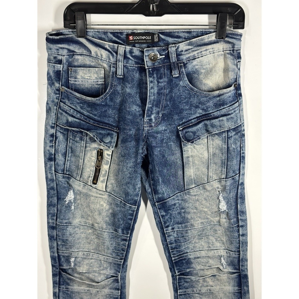 Southpole Jeans Mens 29x30 Blue Denim Acid Stone Wash Distressed Streetwear Y2K